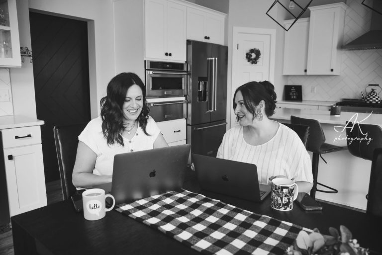 Mary and Erika at kitchen table
